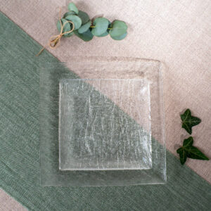 ASSIETTE CARREE EN VERRE 18.5×18.5 ADVC50 ET 27×27 APVC20