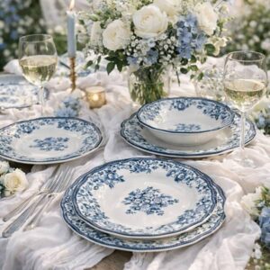 Assiette plate faustine 26cm en gres bleu 1