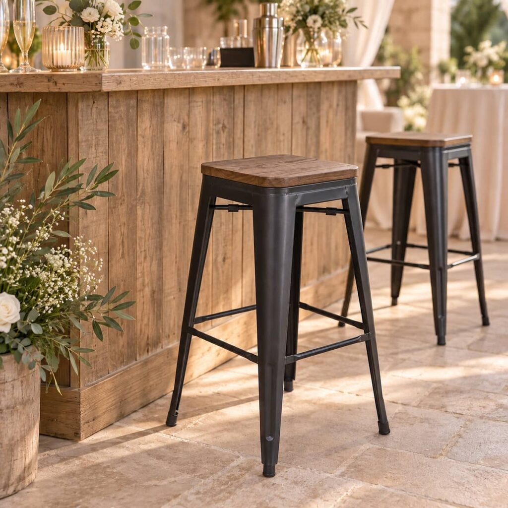 Tabouret de bar industriel bois & métal Tabouret de bar à louer
