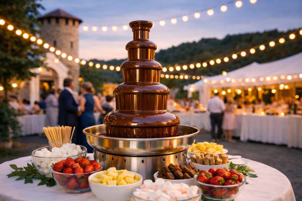 Réception avec fontaine à chocolat