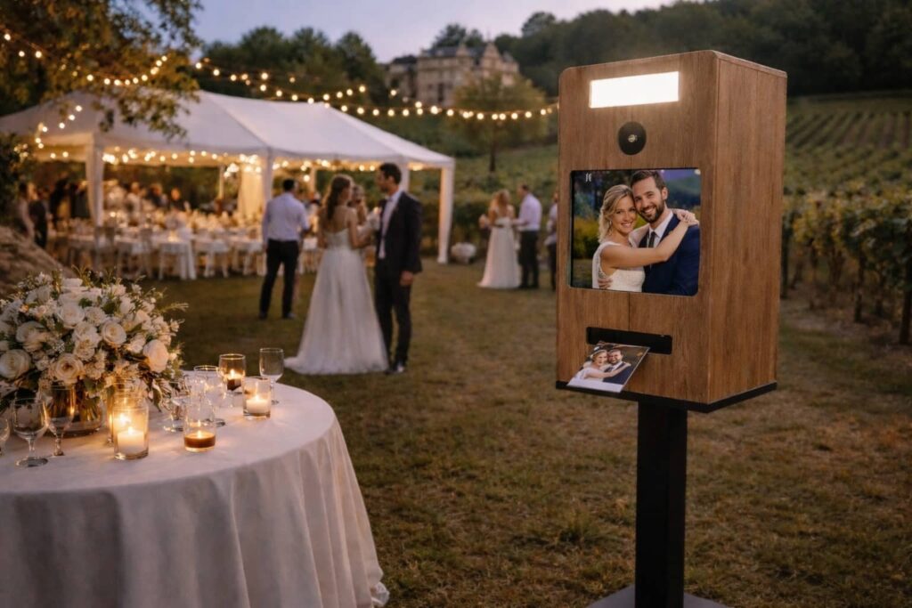 Soirée mariage à Belleville-en-Beaujolais avec photobooth pour l'animation