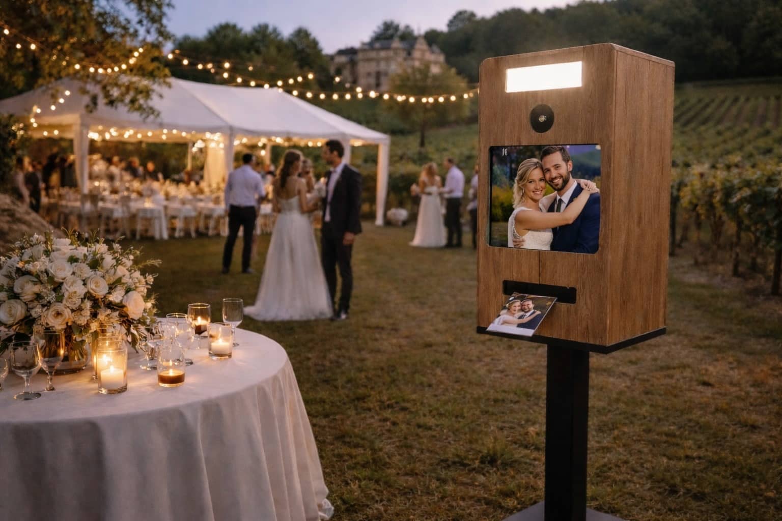 Soirée mariage à Belleville-en-Beaujolais avec photobooth pour l'animation