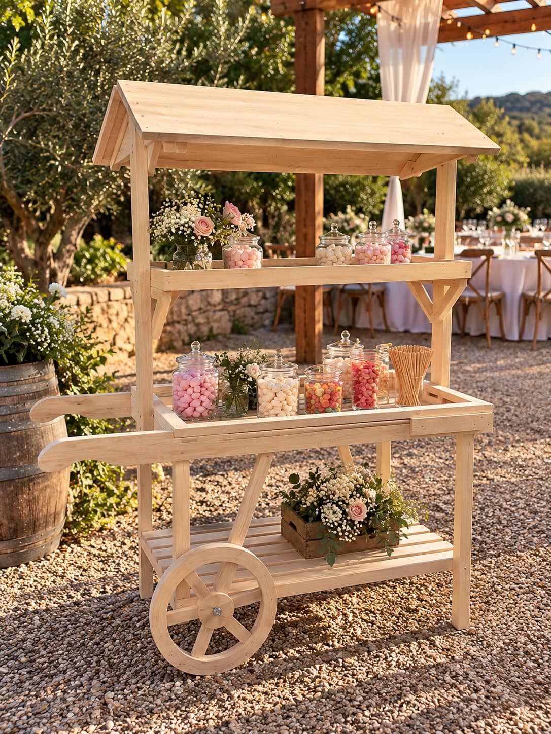 Candy bar en bois brut